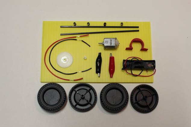Parts to build a model solar car
